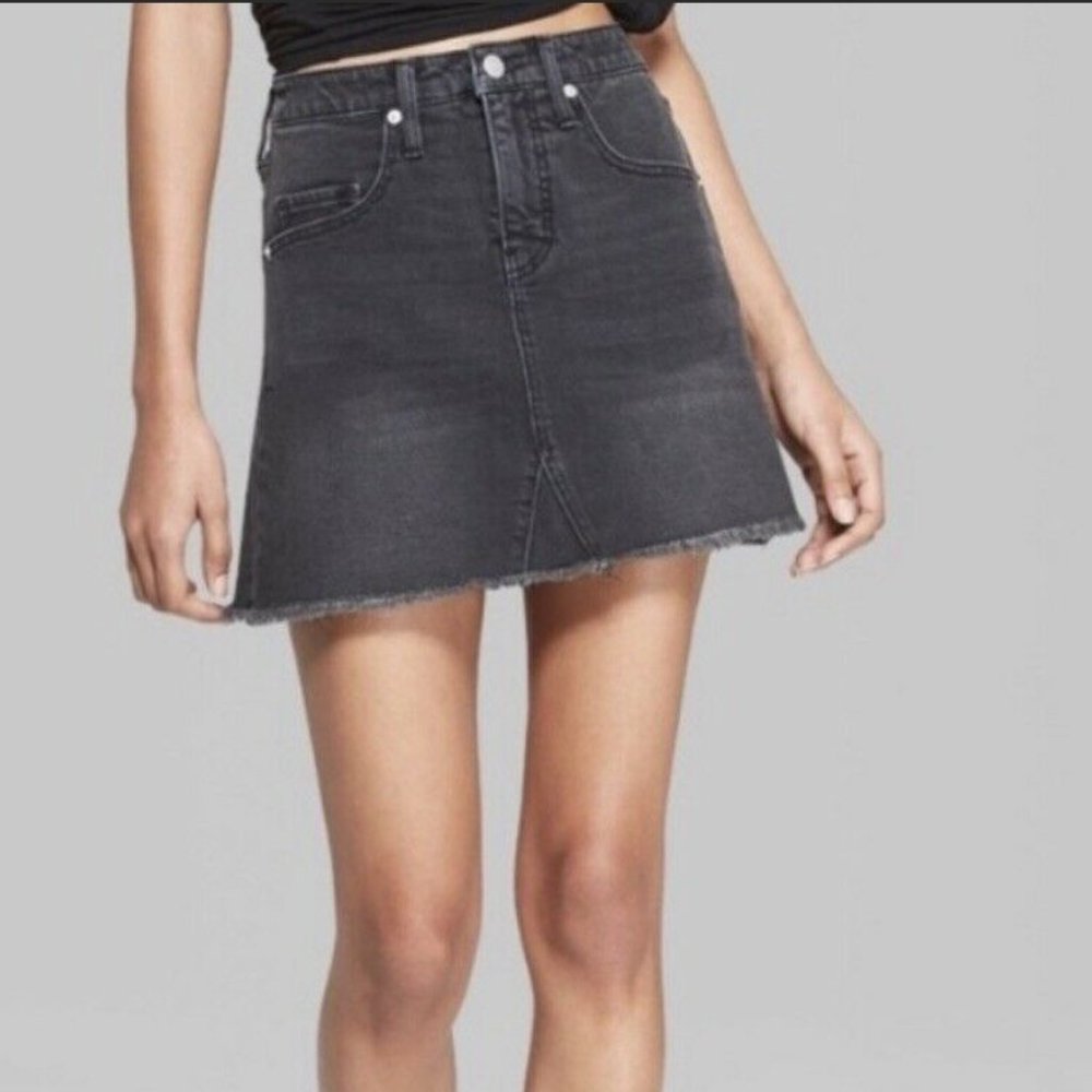 Black Denim Mini Skirt
